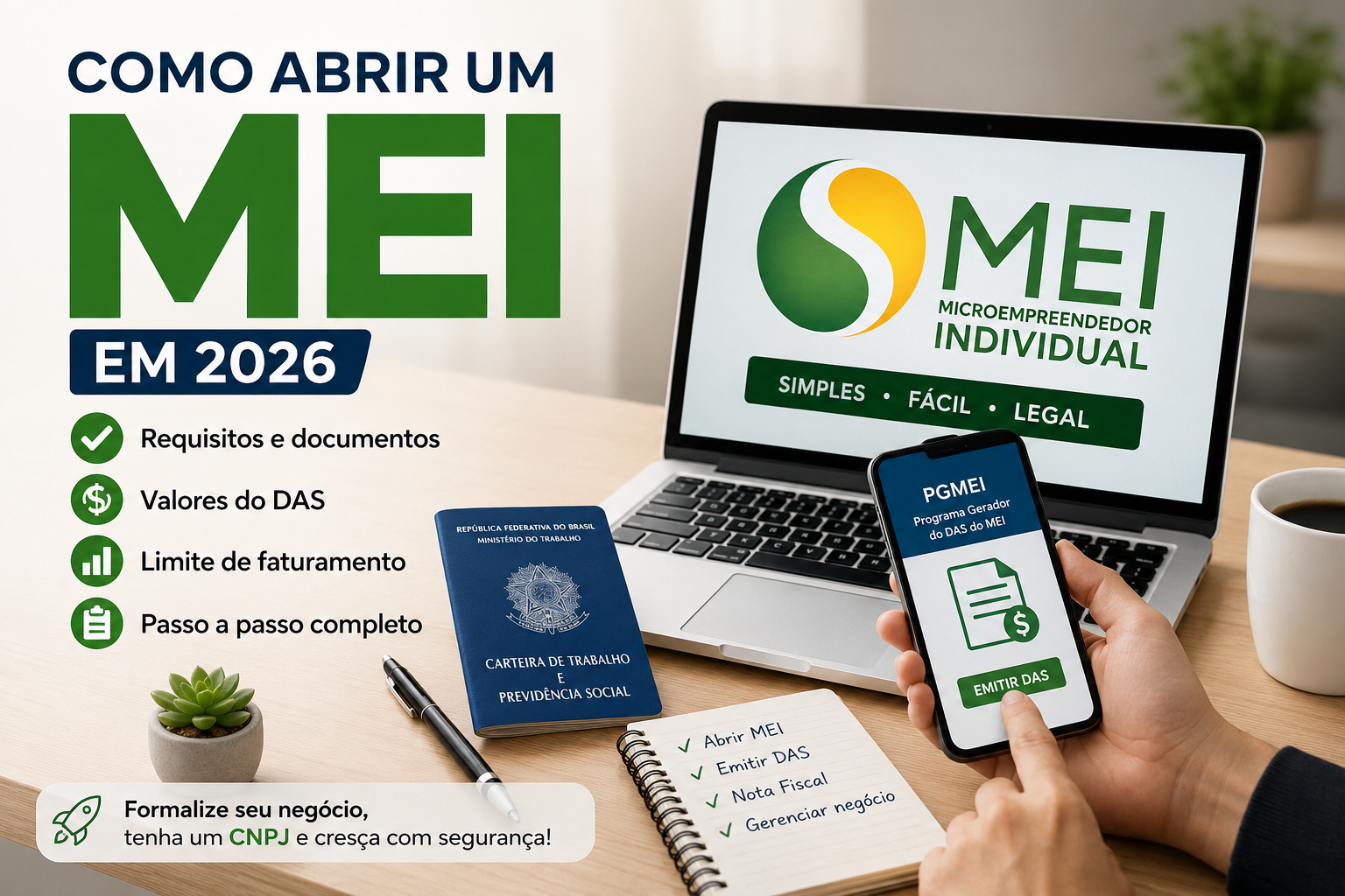 Como abrir um MEI em 2026: requisitos, valores, limite de faturamento e passo a passo